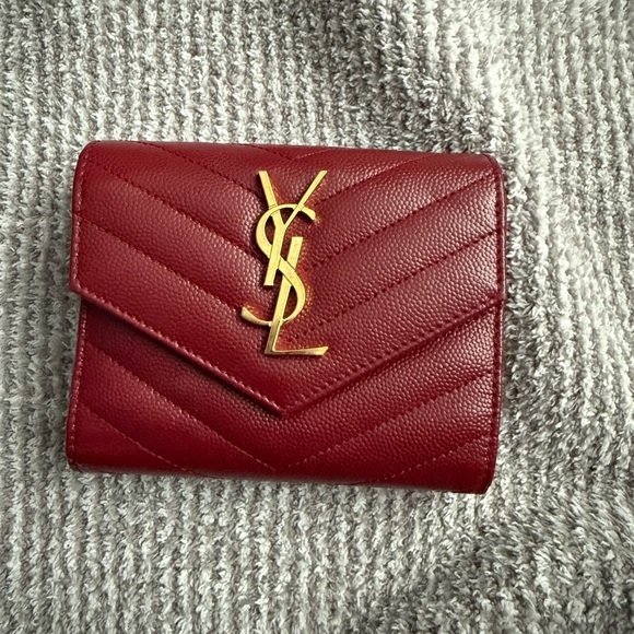 Yves Saint Laurent Red Leather Wallet - Picture 1 of 5